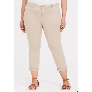 Torrid Khaki Beige Pants Crop Twill Chino Rolled Cuff Size 16 Plus‎ size
